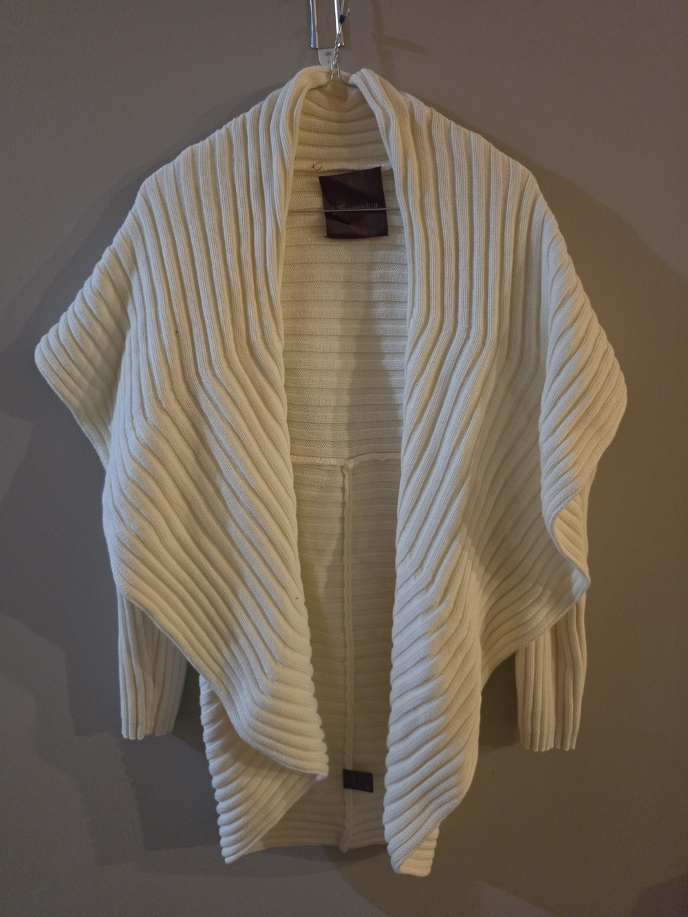 525 America Ivory Ribbed Open Front Cardigan XL